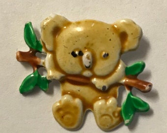 Jeweled Crystal Eyes KOALA BEAR ON TREE BRANCH Fridge Magnet New Made in USA
