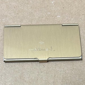 Hallmark Cards Geschäft Visitenkartenhalter selten Verkäufer Promo Give Away Anzeige Gold Tone Vintage Werbung elegantes Geschenk Tasche Anzeige