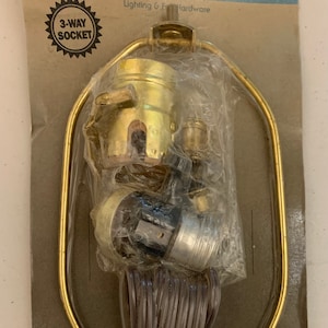 Vintage 1990s Make A Lamp Kit 3 Way Turn Knob 70268 Angelo Brothers 1995 new old stock factory seal socket harp cord set finial fittings USA