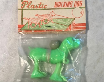 Ramp Walking Dog Figur Vintage Hong Kong Kunststoff Grün Mini-Spielzeug in Originalverpackung GEPRÜFT FUNKTIONIERT! Kugelfadenziehende Aktion Walker