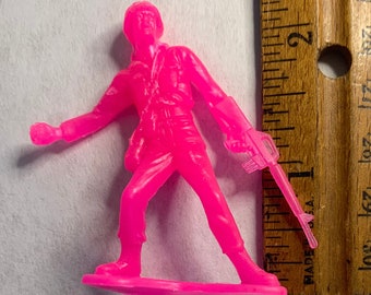 Vintage Timmee Hot Pink Grenade Thrower 1980's HTF Processed Plastic Toy Soldier Throwing tossing Grenade Vietnam era Figure controversial