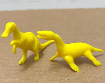 MPC Yellow Kronosaurus & Trachodon Lot of 2 Vintage Plastic Figure