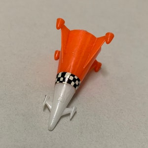 LP Space toy Imperial Rocket Ship Apollo Moon Exploring 1970&#39;s play set lunar Mini Hong Kong plastic INTACT tip pods 2&quot; tall vintage HTF