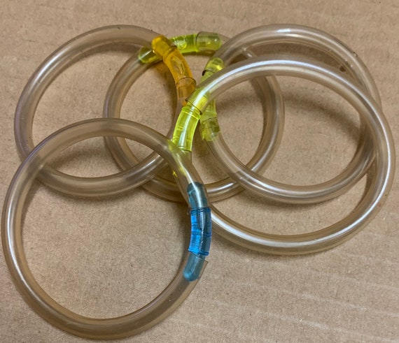 Clear Tube vinyl Bracelet 5 lot vintage 1980s fas… - image 1