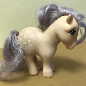 1982 vintage G1 My Little Pony BLOSSOM Hong Kong Hasbro MLP Earth Ponies Adult Lavender body Purple hair eyes Collector Collection 5 inches