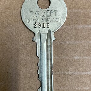 Obsolete PO DEPT Key Flat True Vintage Large 2 1/4