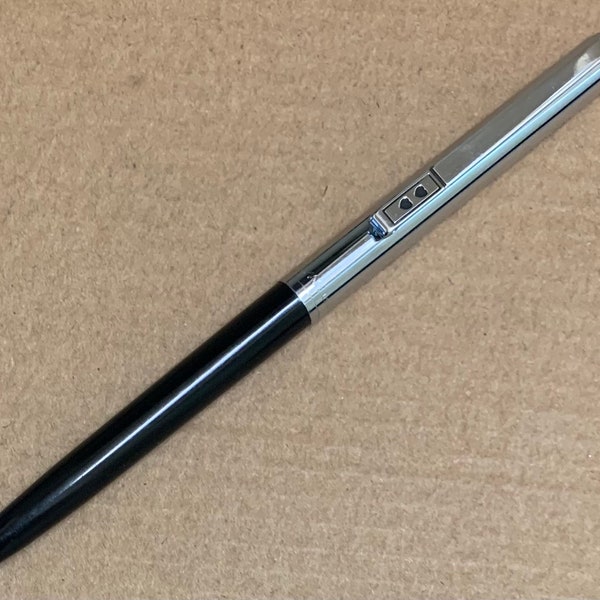 Paper Mate vintage Double Heart Profile Silver Black Chrome Slim Grip 1 Ball Point Ink Pen working USA new refill nice bright early 1980's