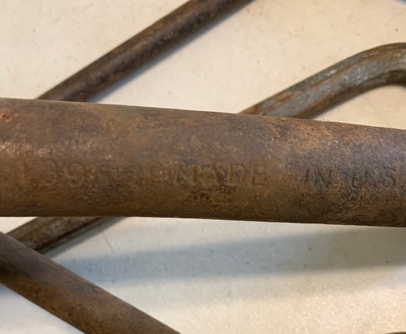 Antique Crowbar Lug Wrench Bar Hex Prying Tire Lot Farm Tools