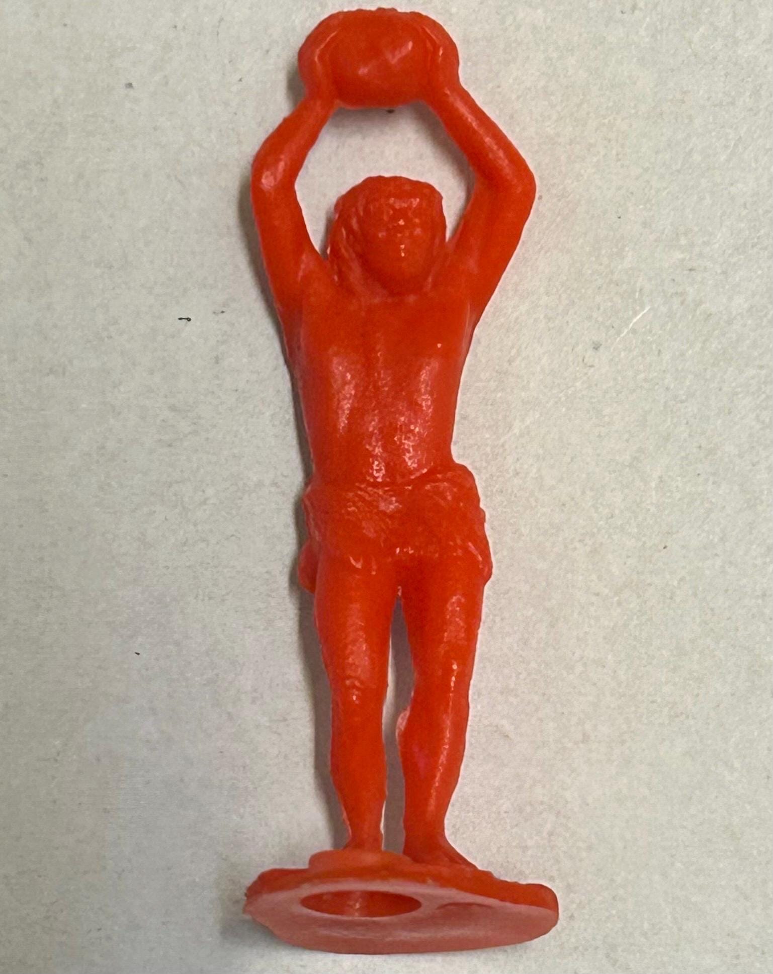 Vintage MPC Caveman Red Plastic Figure Throwing Rock Boulder Play