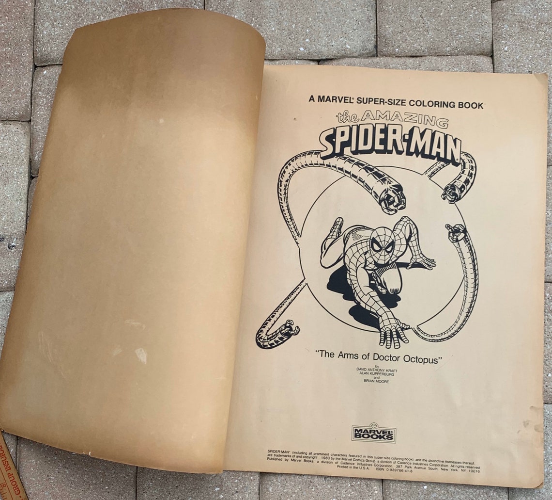 Jumbo Giant Spider Man Coloring Book vintage 1983 Super size | Etsy