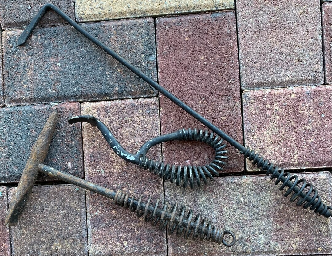 Old Coiled Handle Coal Stove Tool Lot Arctic Lid Lifter Fireplace Wood