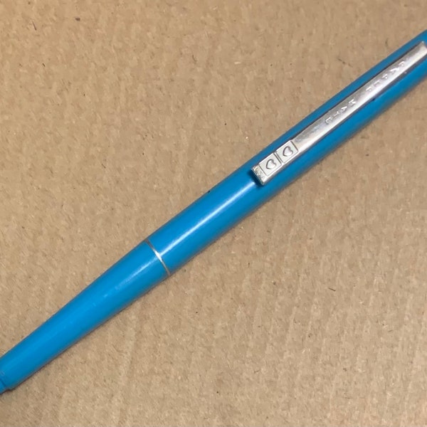 Paper Mate vintage Ninety-Eight Double Heart Ball Point Ink Pen blue working early 1980s plastic click retro school new old stock refill