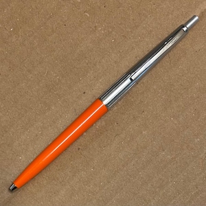 Vintage Sheaffer Pen Bright Orange shade Silver tone Chrome Ball Point Ink stylish clicker smooth swish action New Refill arched pocket clip
