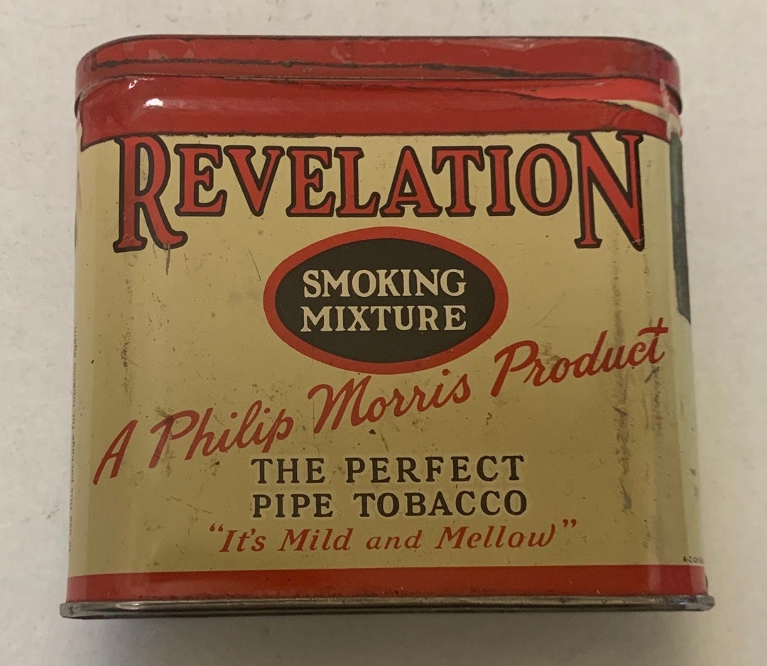 revelation tobacco tin VINTAGE PHILIP MORRIS PRODUCT SMOKING PERFECT PIPE Revelation Pipe Tobacco (1970s) -