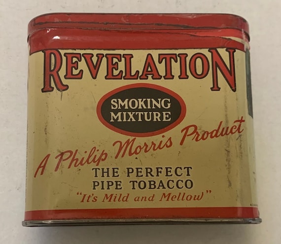 Vintage Revelation Smoking Mixture Tin Can EMPTY Red Black USA the Perfect Pipe  Tobacco Smoking Collectible Desk Top Advertising Mild Mellow