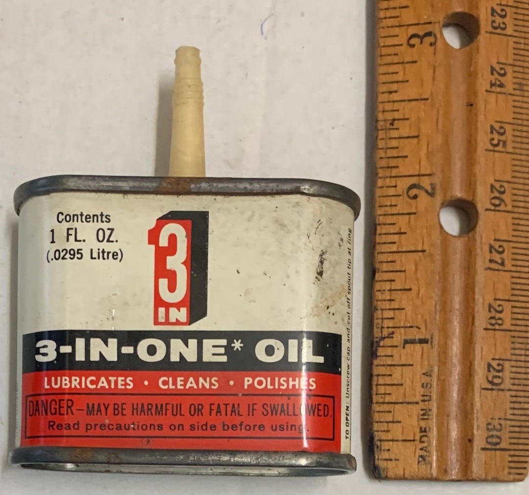 3 in One Oil Can Handy Oiler 1 Fl Oz EMPTY Tin Vintage USA Small Mini ...
