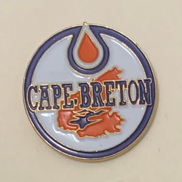1990's Cape Breton Oilers Pin vintage Ice Hockey hat lapel enamel American Minor League AHL ACE Winnipeg Taiwan retro brass metal round 1"