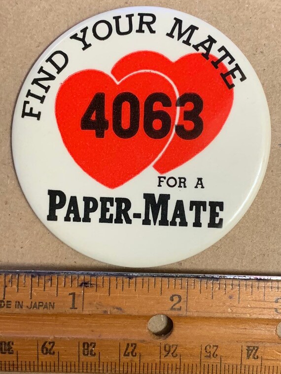 Pat Pen Paper-Mate Pens Rare pin back button pinback vintage … - Gem