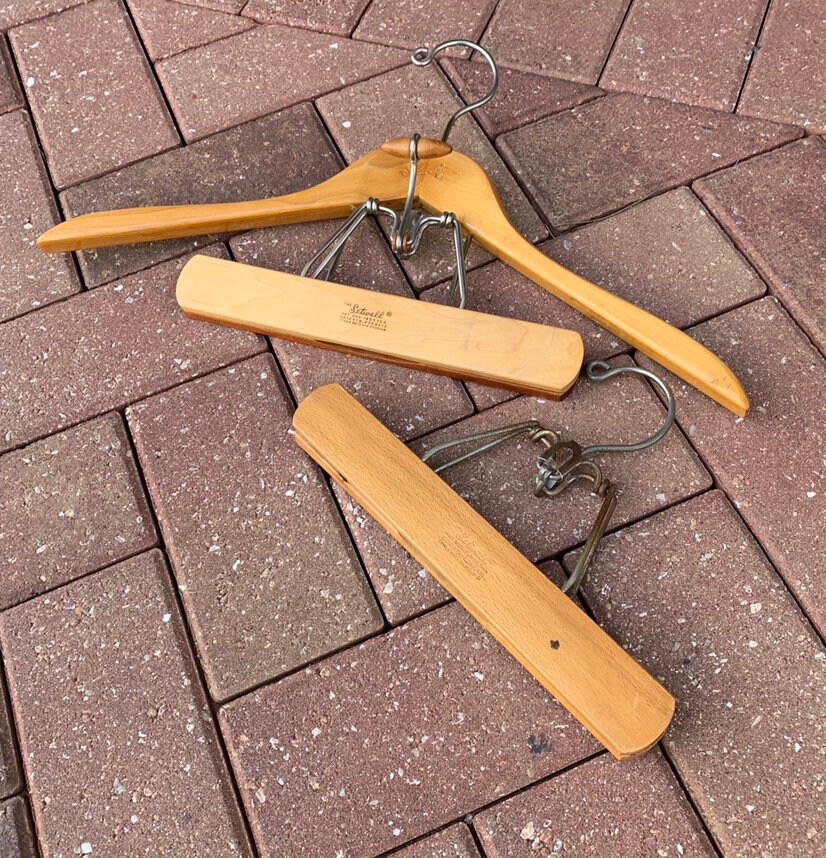Heavy Duty Wooden Hangers Clamp Clip Pant Suit Jacket Wood the