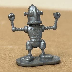 LP Space toy 1/72 alien robot arms raised up gray grey Hong Kong H.K. play set part piece figure 1960s plastic vintage 1 inch tall Hong Kong