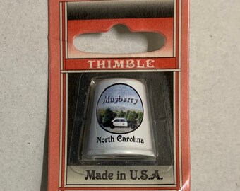 Mayberry North Carolina THIMBLE vintage 2001 new old store stock Collectors USA Amish Kraft Co souvenir police cruiser Andy Griffith Show NC