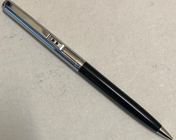 Paper Mate Mechanical Pencil Slim Black Silver Chrome Twist USA With 7