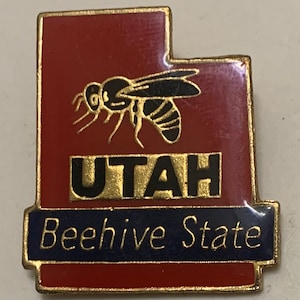 1990-talets Utah-nål Beehive State vintage hatt- och kavajslag emalj retro metall 90-talets rödguld vandring backpacking resor husbil souvenir PWII märke USA 2,5 cm