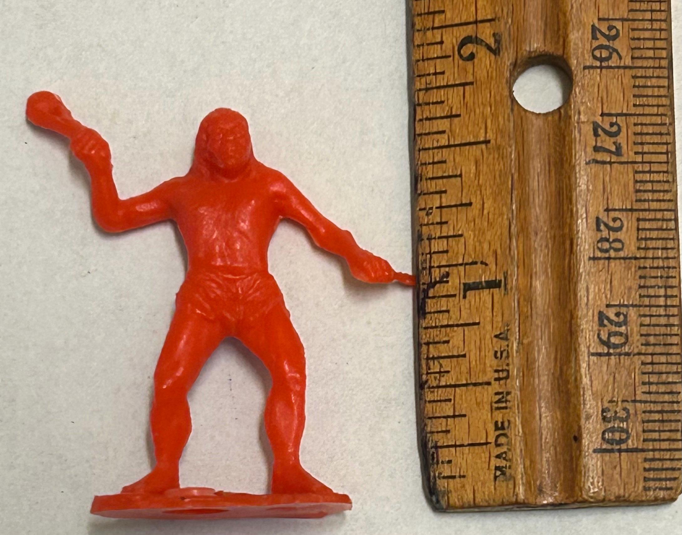 Vintage MPC Caveman Red Plastic Figure Holding Knife and Club Play