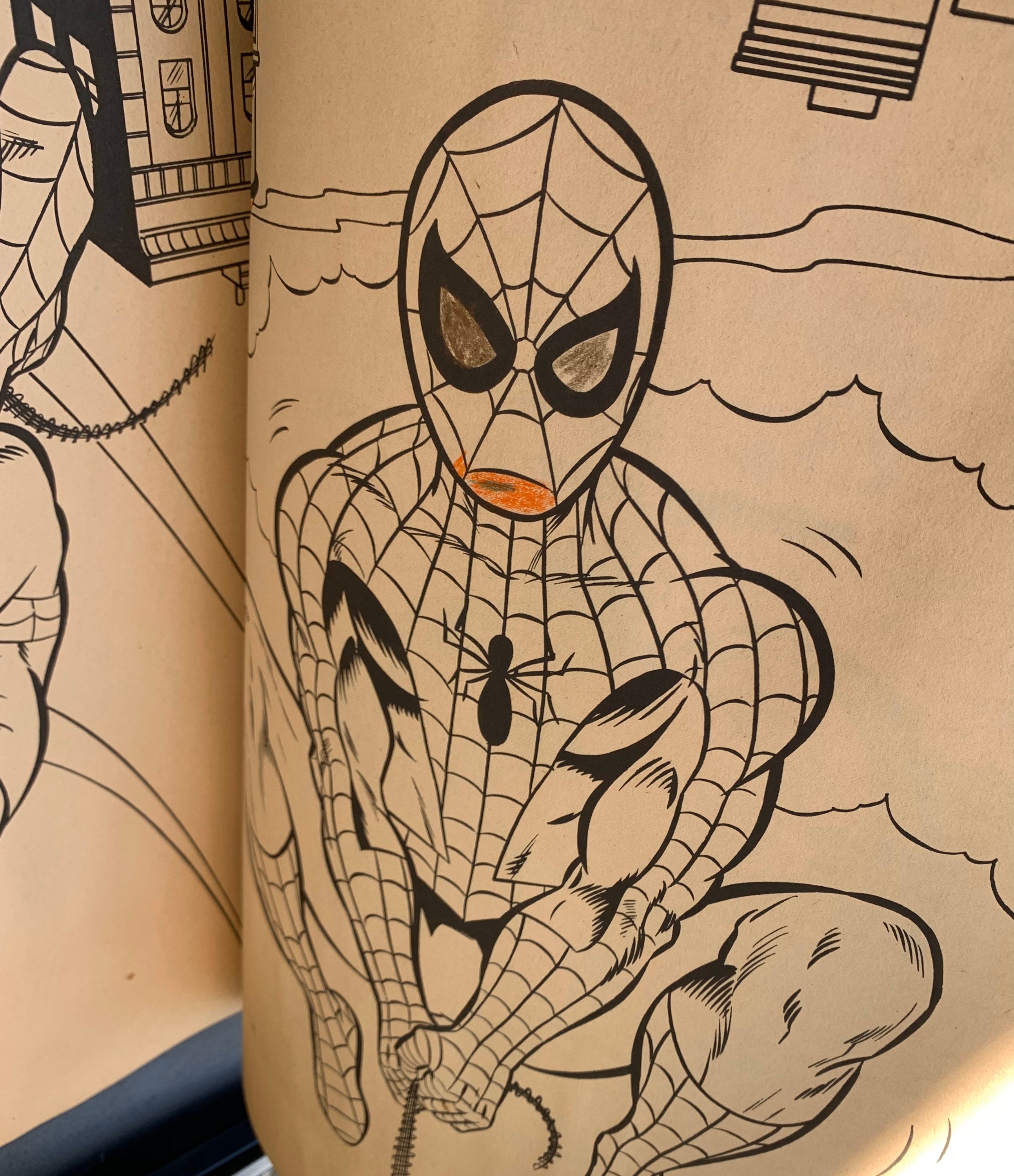 Spider-man arms of doctor octopus giant coloring book splash 1980, in  MARVIN HOOVER (SPI-D-FAN)'s SPIDER-MAN SPLASH PAGES Comic Art Gallery Room