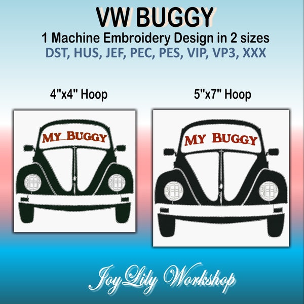 VW Bug, My Love Bug, Volkswagen. Cute machine embroidery design for small and med hoops. Use your fonts to customize the license plate.