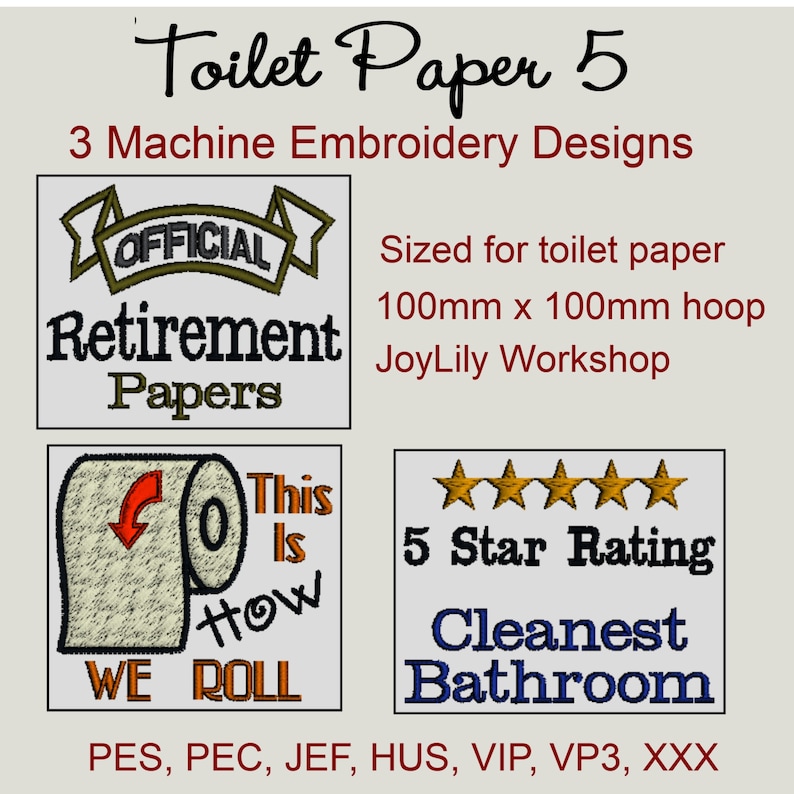 Let's Embroider on Toilet Paper TP5 Machine Embroidery Etsy