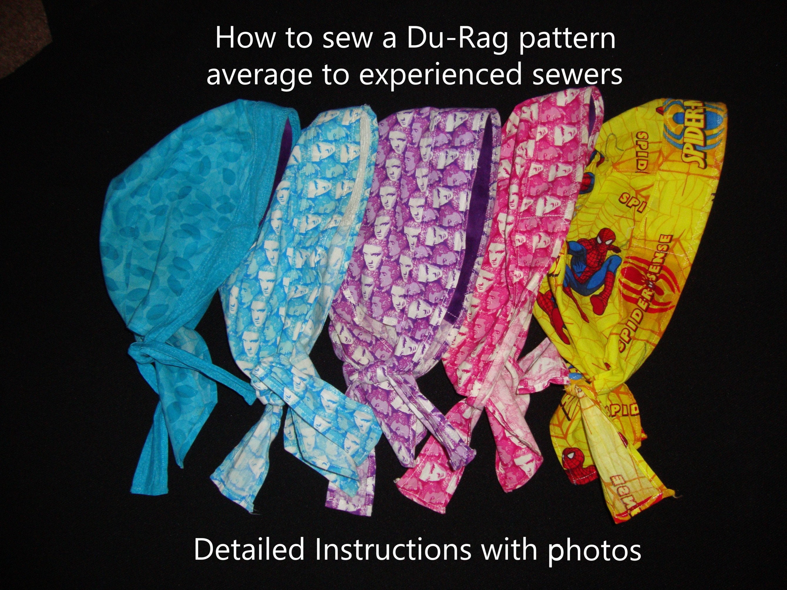 Du-rag Sewing Pattern: Easy Photo Instructions & Pattern Pieces (PDF ...