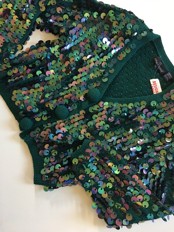 green sequin cardigan