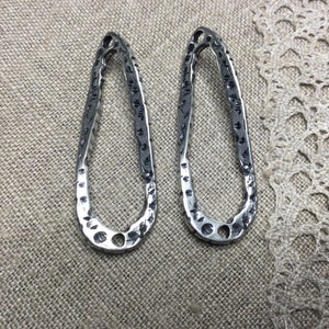 2 PCs. Antique Silver Hammered Twisted Drop Charm Pendant 45 mm