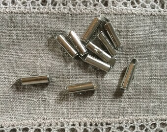 10 PCs. Silver Tone Round Cord Ends 12x 4mm