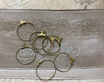 10 Pcs Antique Bronze Wine Glass Charm Rings/Earring Pendants 26mm