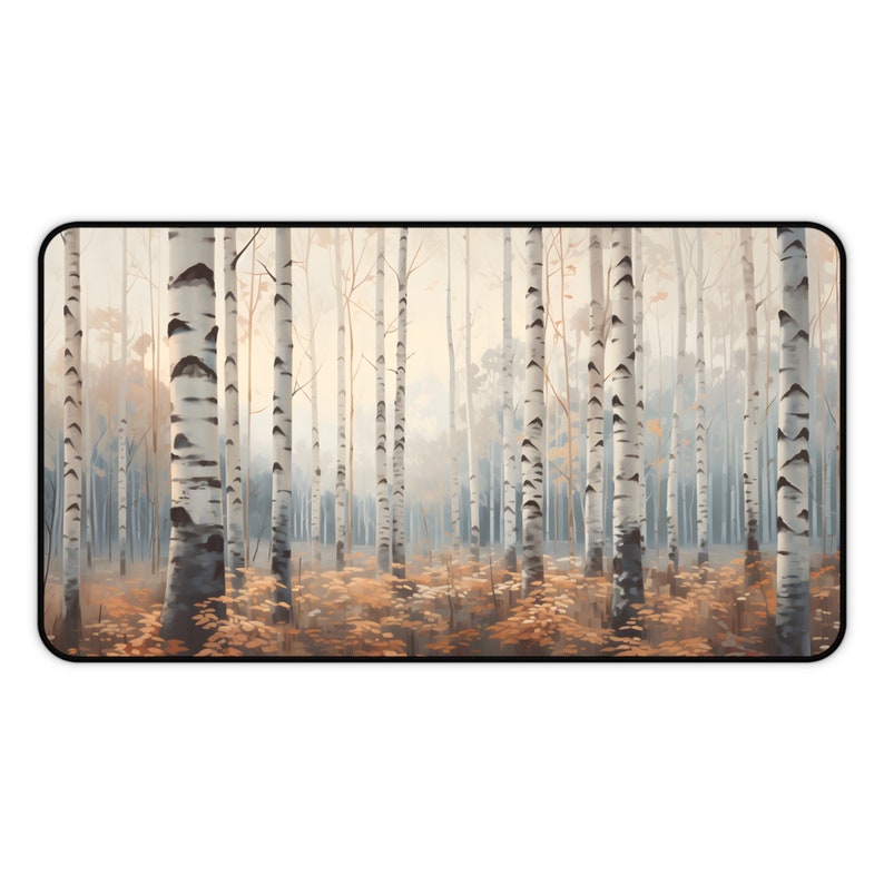 Birch Nordic Forest Desk Mat Serene Winter Workspace Nordic Birch Tree Desk Aesthetic Nature-Inspired Office Decor Forest Fairy image 5