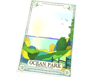 Ocean Park - Kwomais Point Park - Tea Towel - High Quality Cotton Linen Blend Made in Canada from my Original Artwork