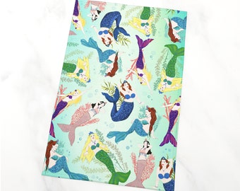 Vintage Style Mermaids - Tea Towel - High Quality Cotton Linen Blend Made in Canada from my Original Artwork