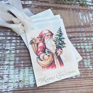 Weihnachten Vintage Geschenkanhänger SANTA Bauernhaus Weihnachtsdeko Karte French Shabby Geschenkverpackung