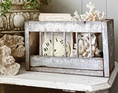 Antique Primitive Wooden Box Crate Chippy Paint Farmhouse French Country Salvage