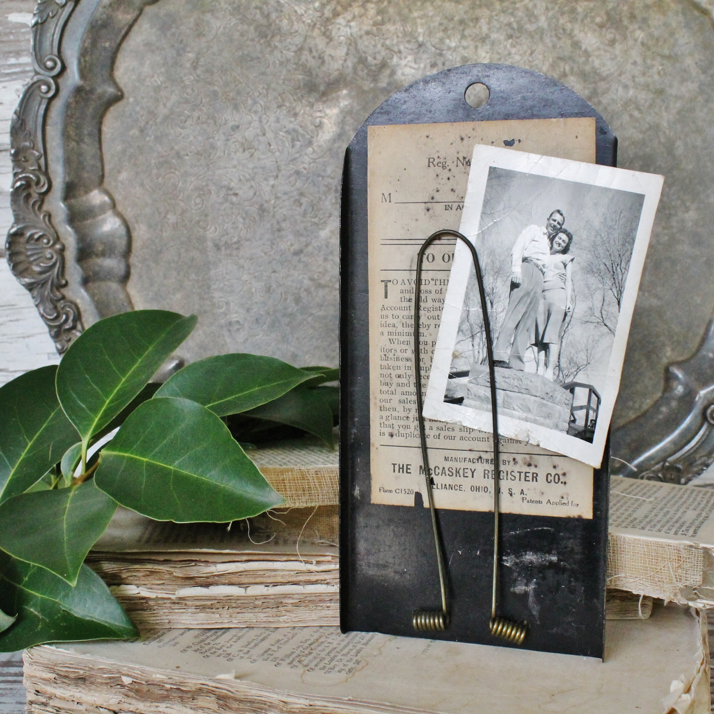 【メール便送料無料対応可】 McCaskey Vintage Register BLACK Holder Receipt Clip アンティーク雑貨