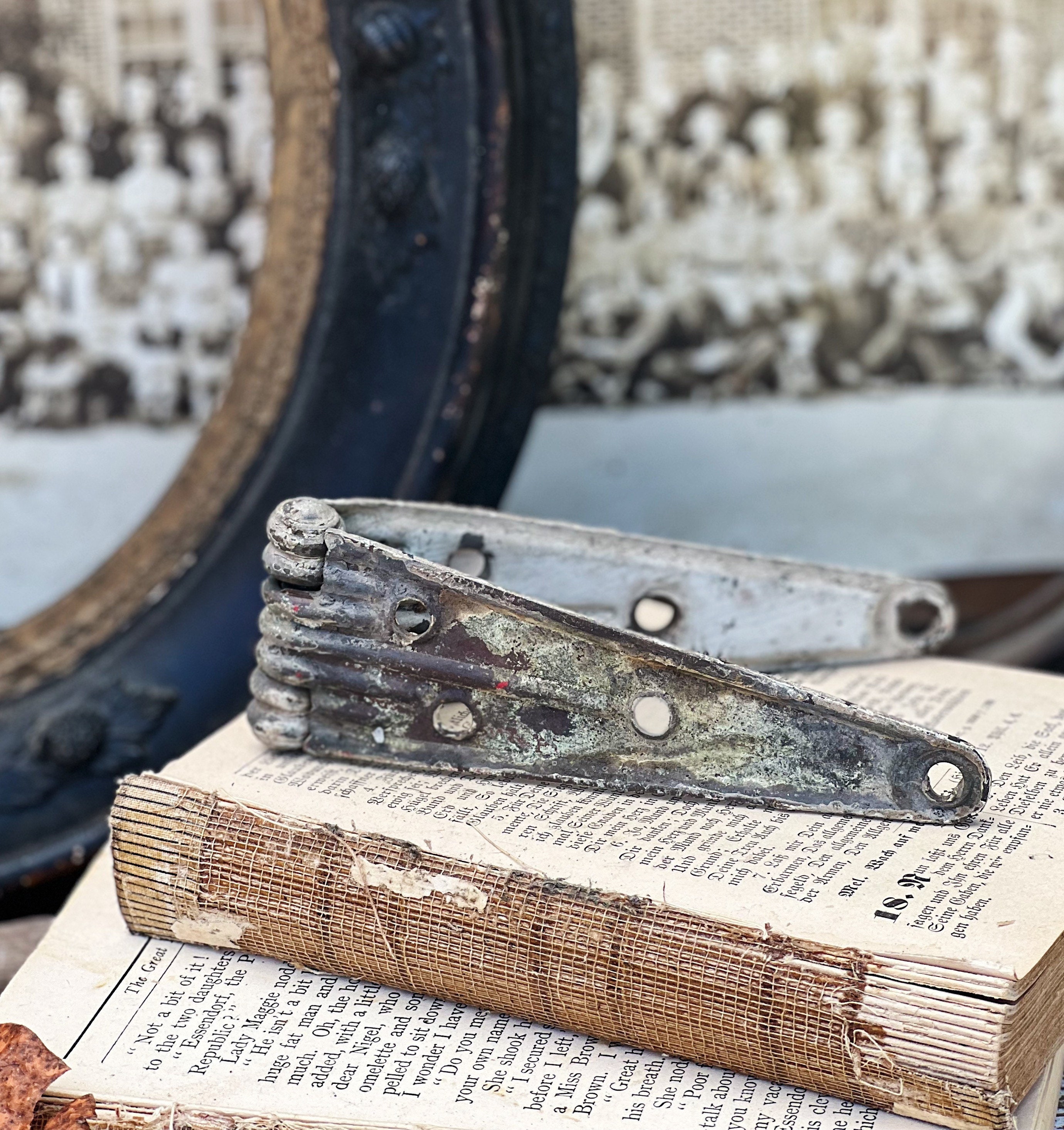 Antique Barn Gate Hinge Industrial Door Hardware Rusty Chippy White