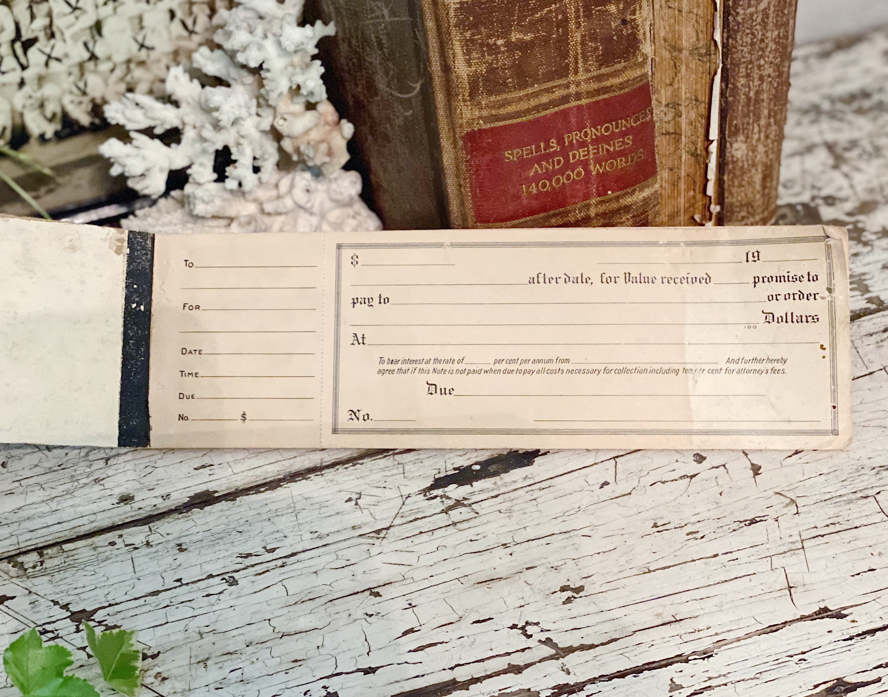Antique Check Book American Official TEXAS Note Industrial Salvage