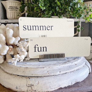 SUMMER Flash Cards LARGE Vintage Inspired Word Flashcard SET Of 8 Farmhouse Decor Vacation Play Beach Sun