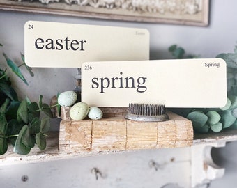 EASTER Flash Cards LARGE Vintage Inspired Word Flashcard SET Of 8 Farmhouse Decor Holiday