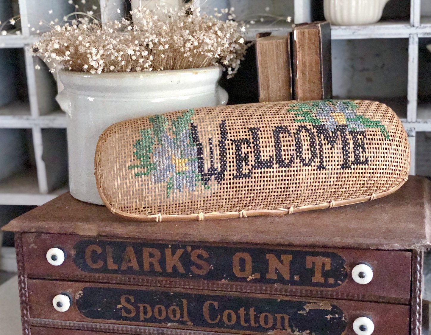 Vintage Wicker Bread Basket Farmhouse Decor Wall Decor