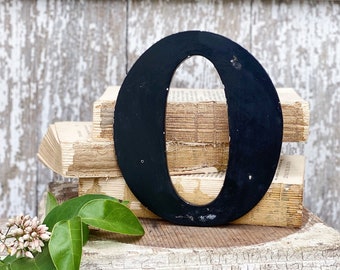 Vintage Metal Letter “O” Marquee Sign Chippy BLACK  Farmhouse Decor Industrial Salvage Fixer Upper Decor