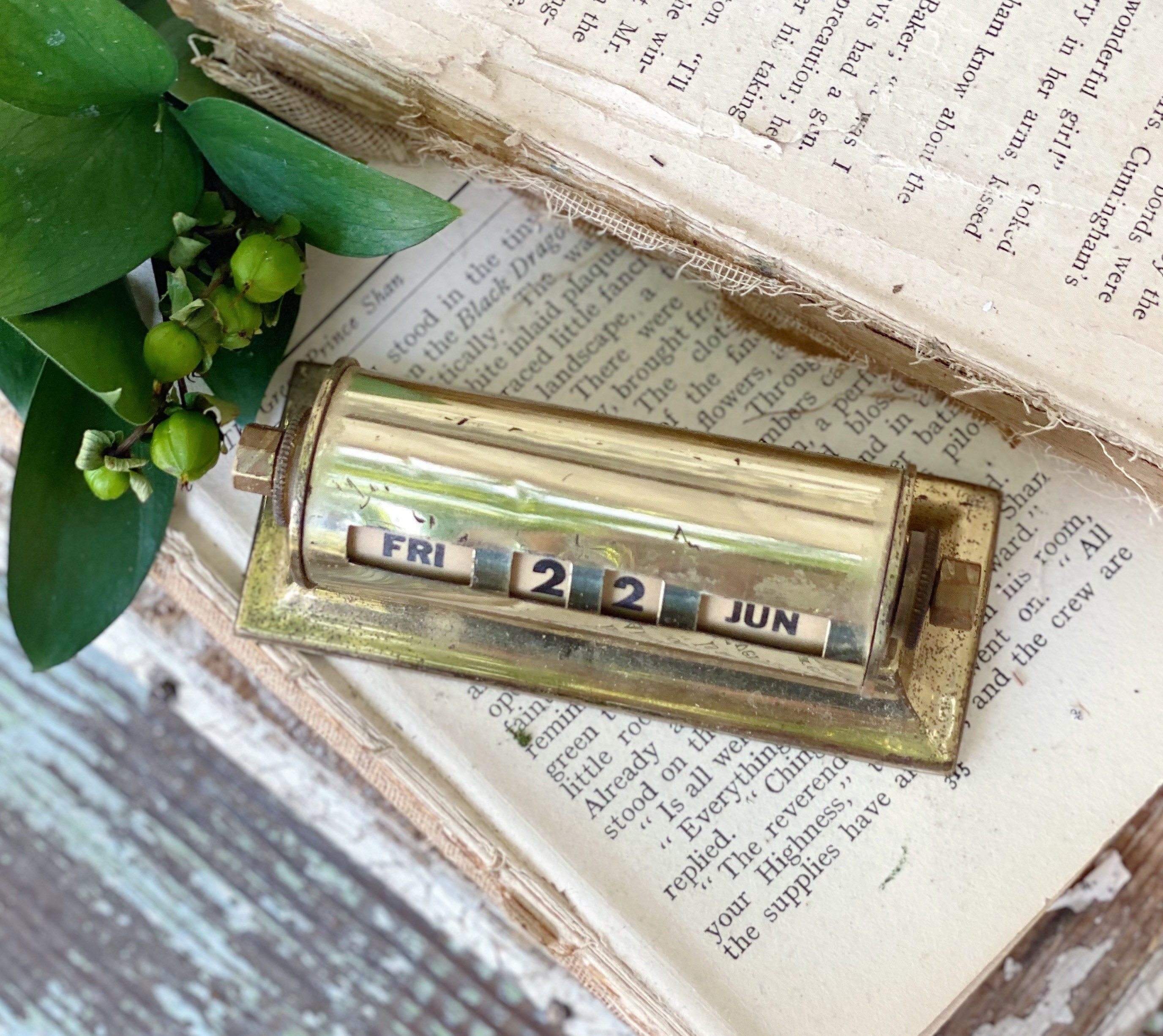 Antique Perpetual Calendar Desk Brass Industrial Office Salvage Supply 