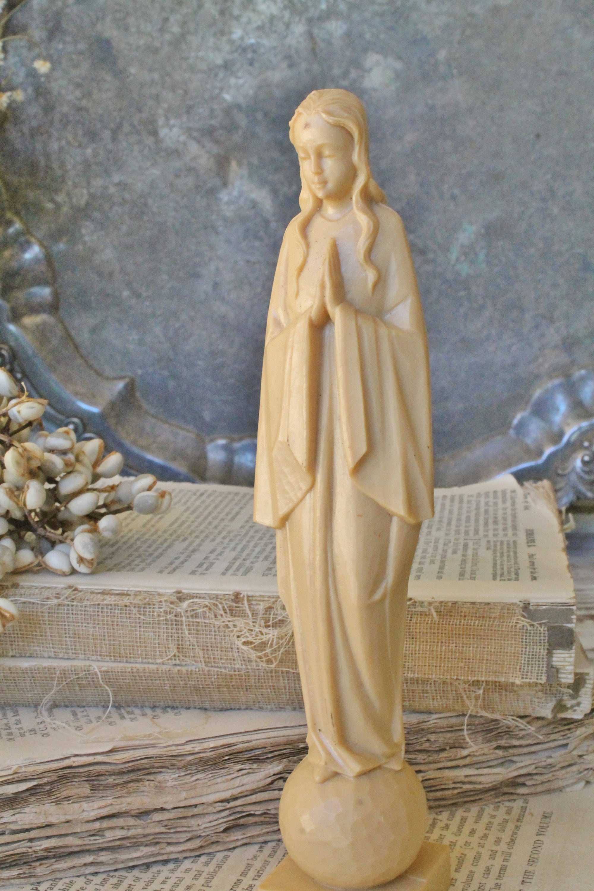 Vintage Mary Madonna Statue French Farmhouse Decor Fixer Upper Decor